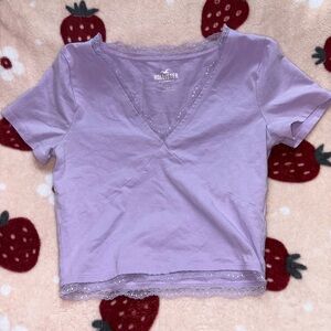 Hollister Women's Lavender Lace Trim Top